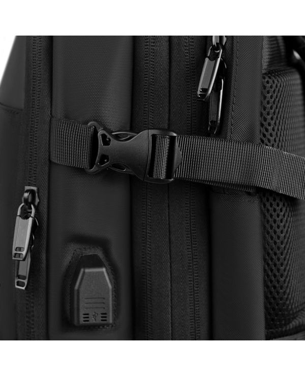 Mochila de Viagem Grande Expansível Preta